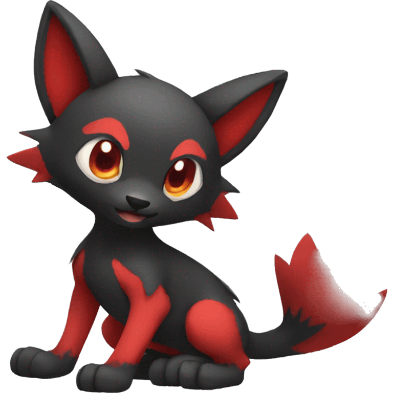 Cute cool black red animal hybrid Fakemon full body emoji