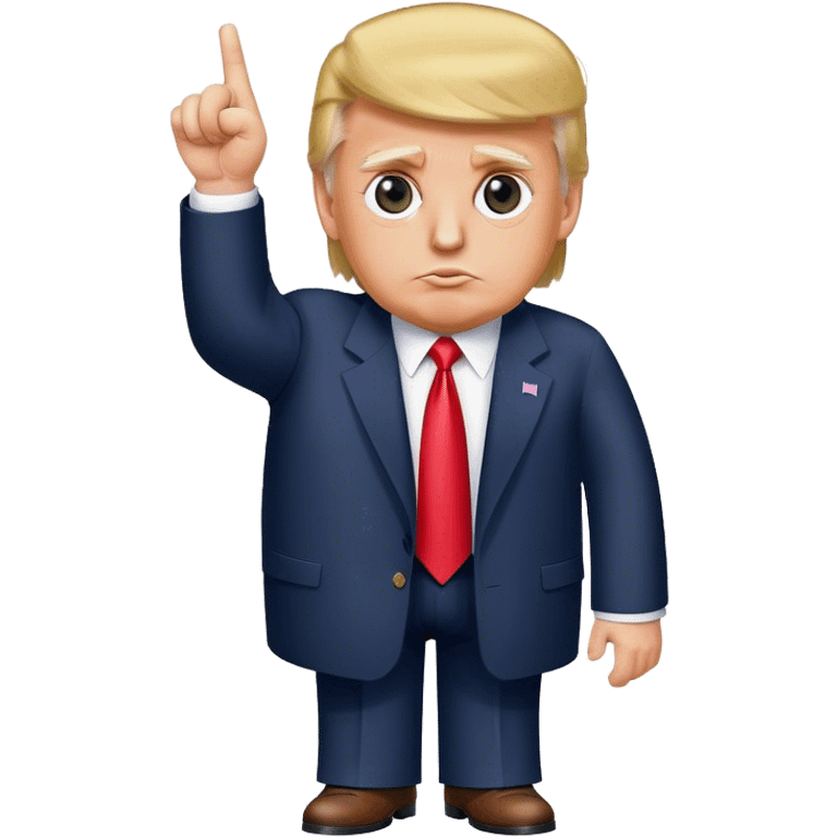 Donald Trump pointing his finger up, full-length, don't make big eyes, hyper-realistic emoji