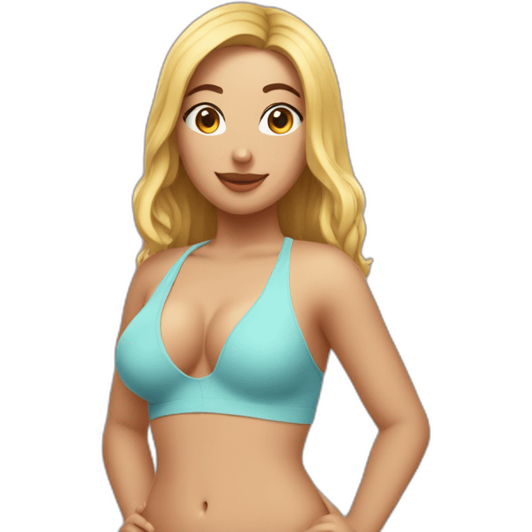 Slim-Thicc caucasian woman swimsuit posing emoji