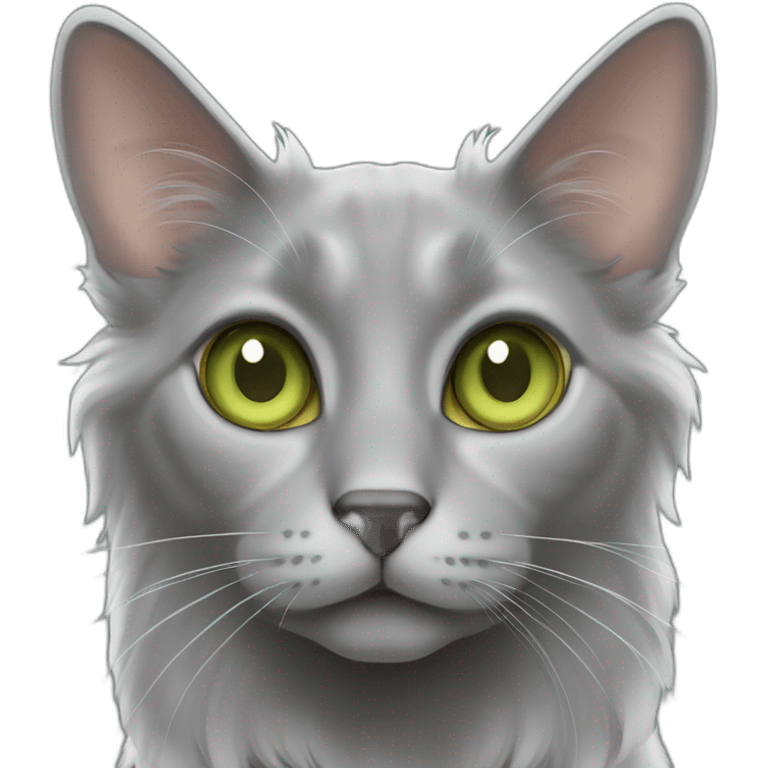 grey nebelung cat full body olive green eyes emoji