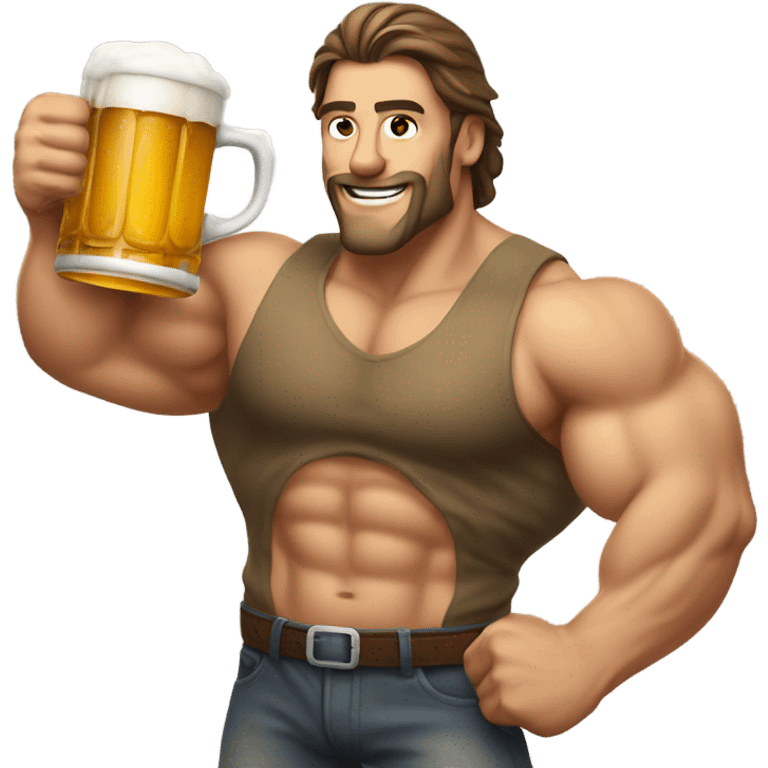 Bodybuilder drinking beer emoji