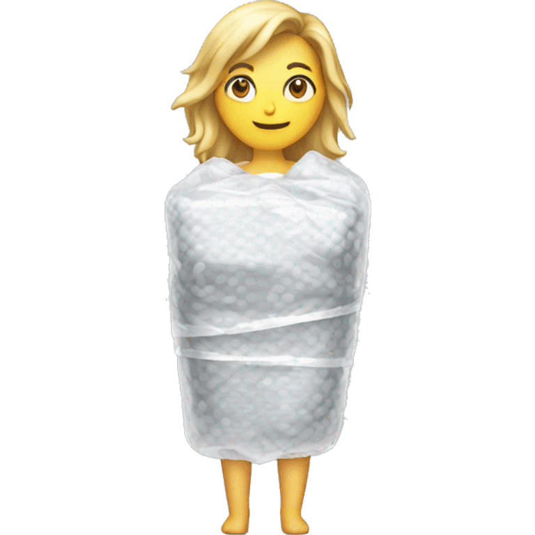 White woman body wrapped in bubble wrap  emoji