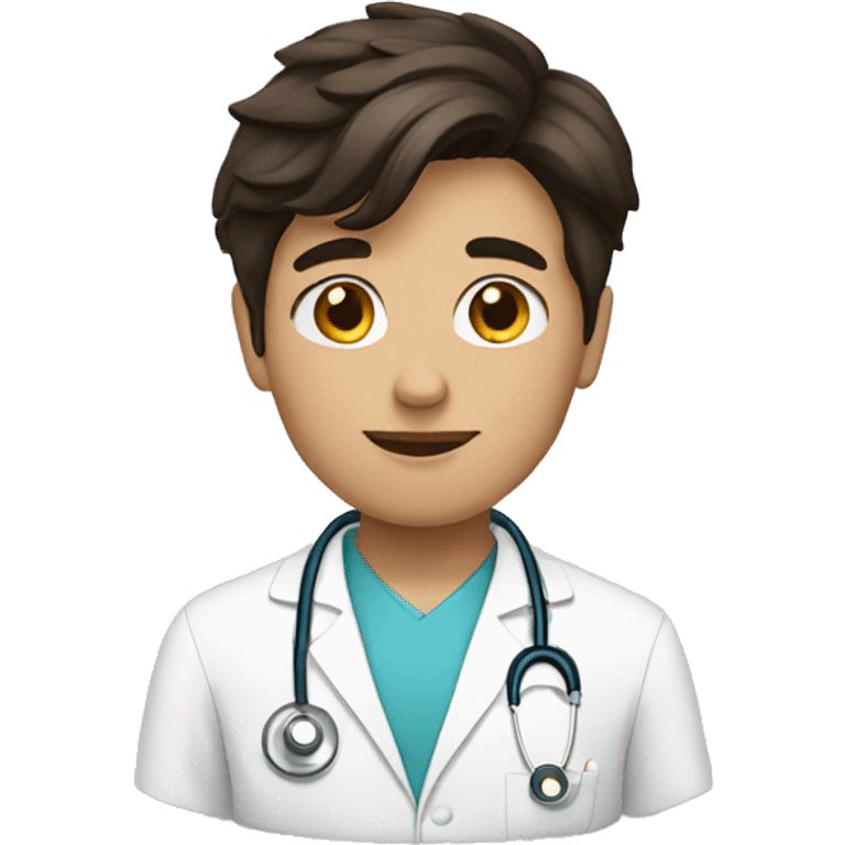 brunette boy like a doctor emoji