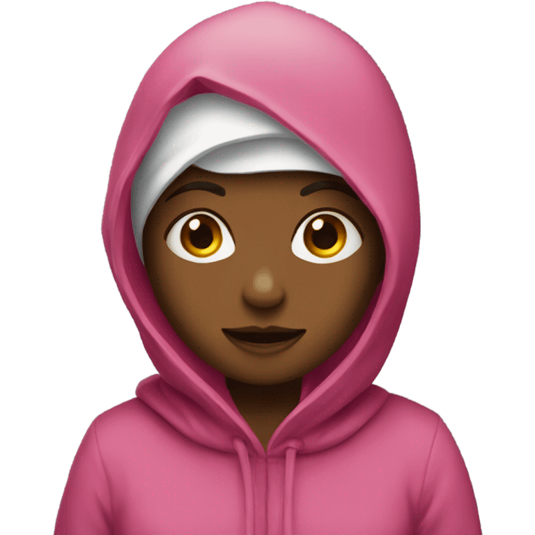 Girl wearing an oodie emoji