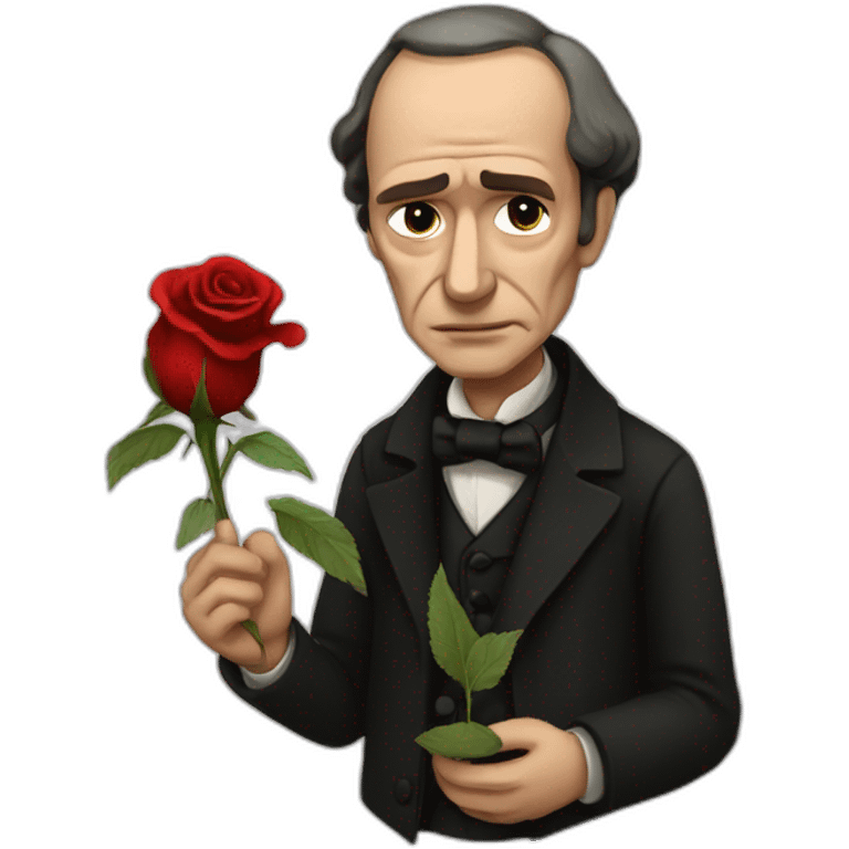 charles baudelaire crying and holding a dead rose emoji