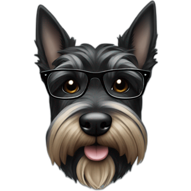 Scottish terrier black in suit and glasses emoji