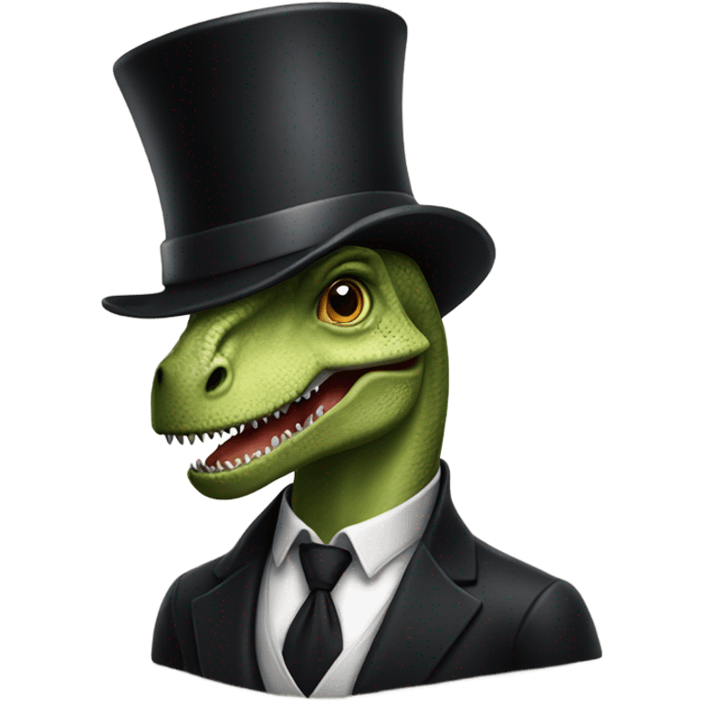 Dinosaur with top hat emoji