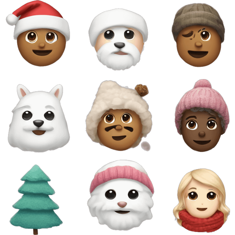 create cute emojis for cozy winter, Christmas vibes emoji