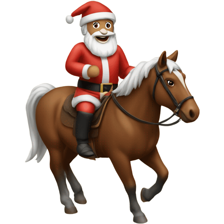 Santa riding a brown horse  emoji