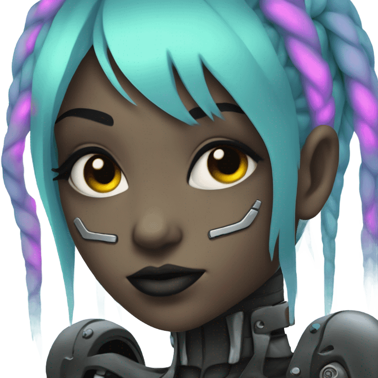 cyborg goth girl, neon hair emoji