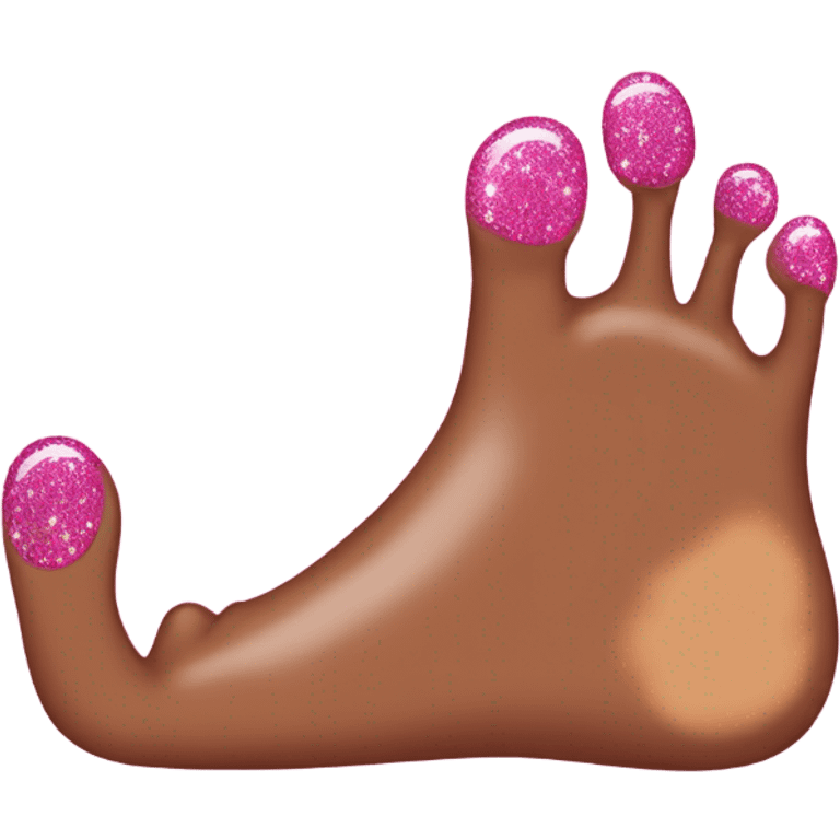 Brown foot with glitter pink nail polish emoji