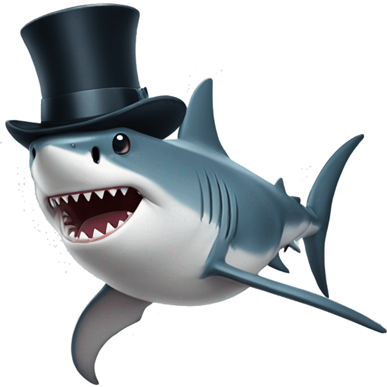 Shark with a top hat emoji