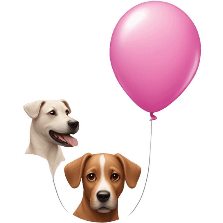 Pink balloon, dog animal emoji