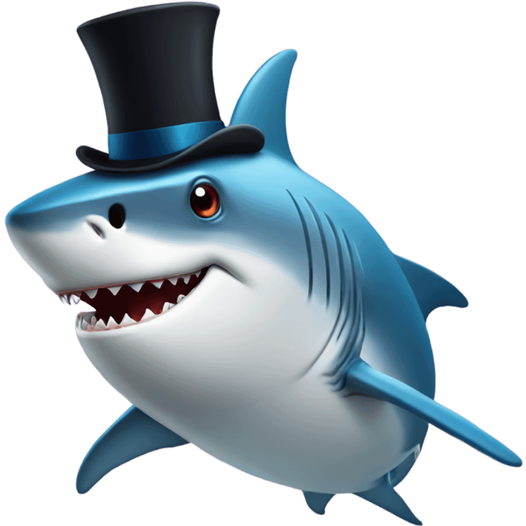 Shark with a top hat emoji