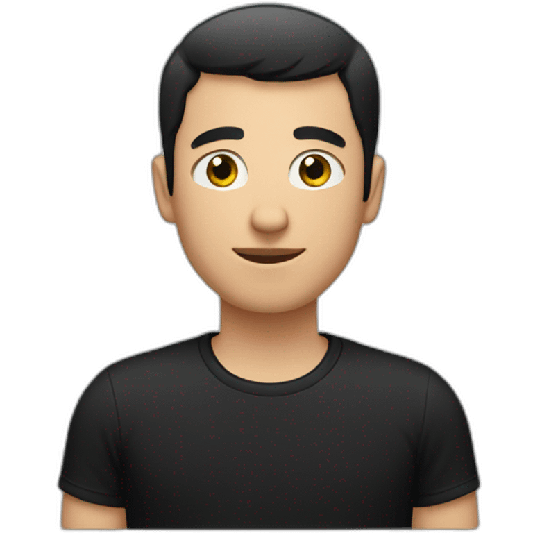 White man with very short black hair in black T-shirt emoji