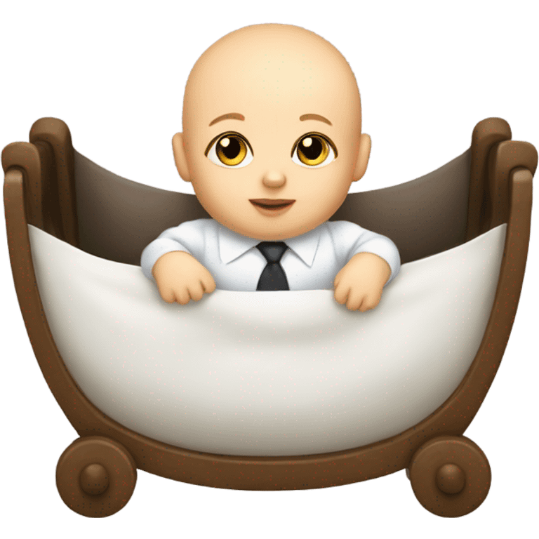 white newborn baby in a business suit lies in a cradle emoji