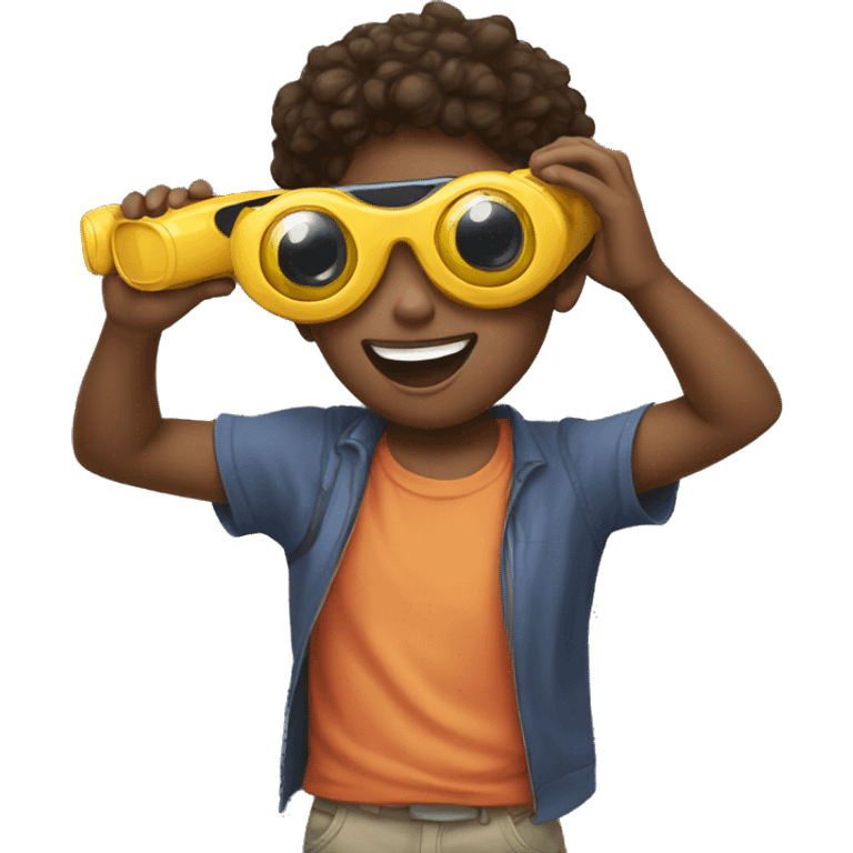 a kid picking up some solar eclipse glasses emoji