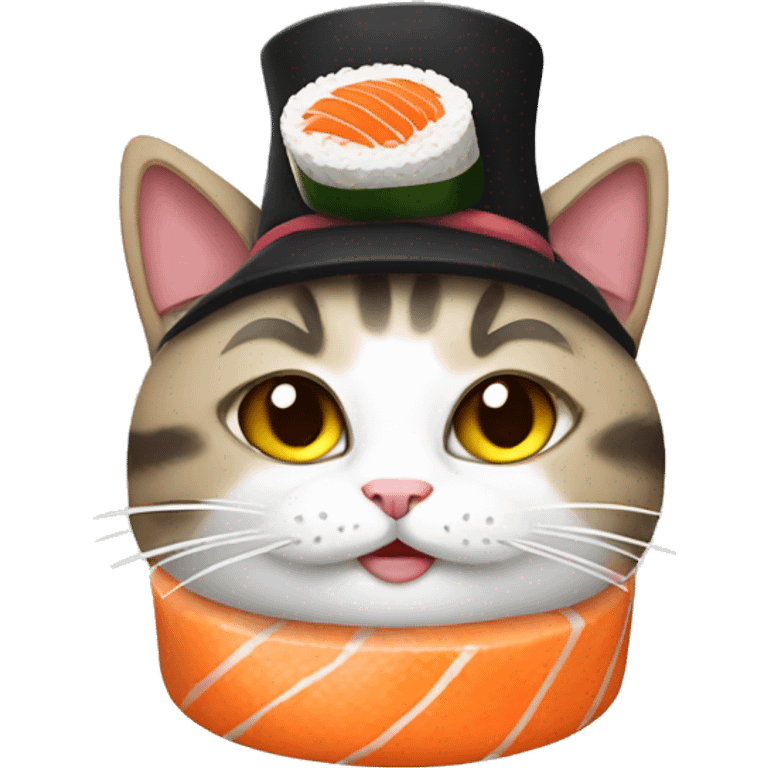 cat wearing sushi as a hat emoji