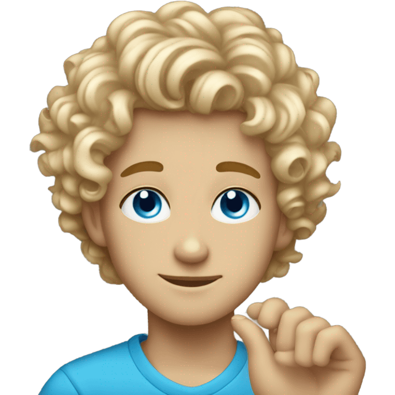 blonde boy with curly hair and blue eyes and diamond stud ear piercings  emoji