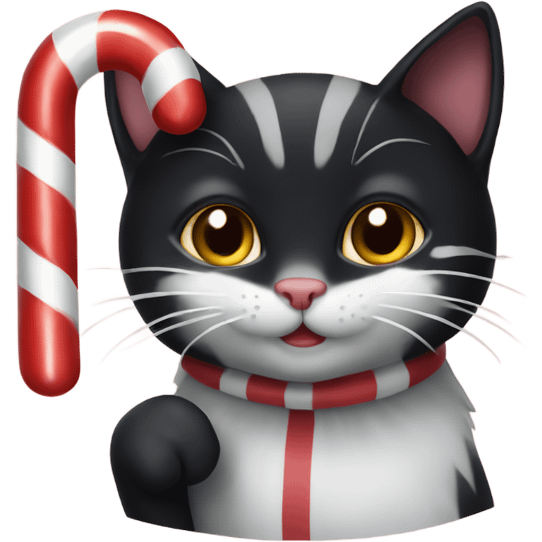 Black cat and candy cane emoji