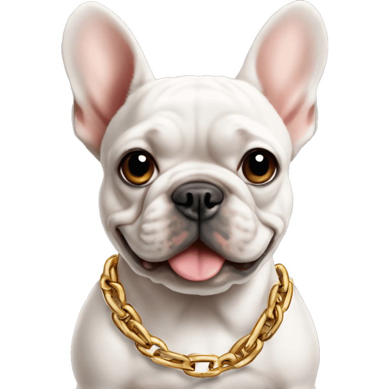 Frenchie  with chain ￼￼ emoji