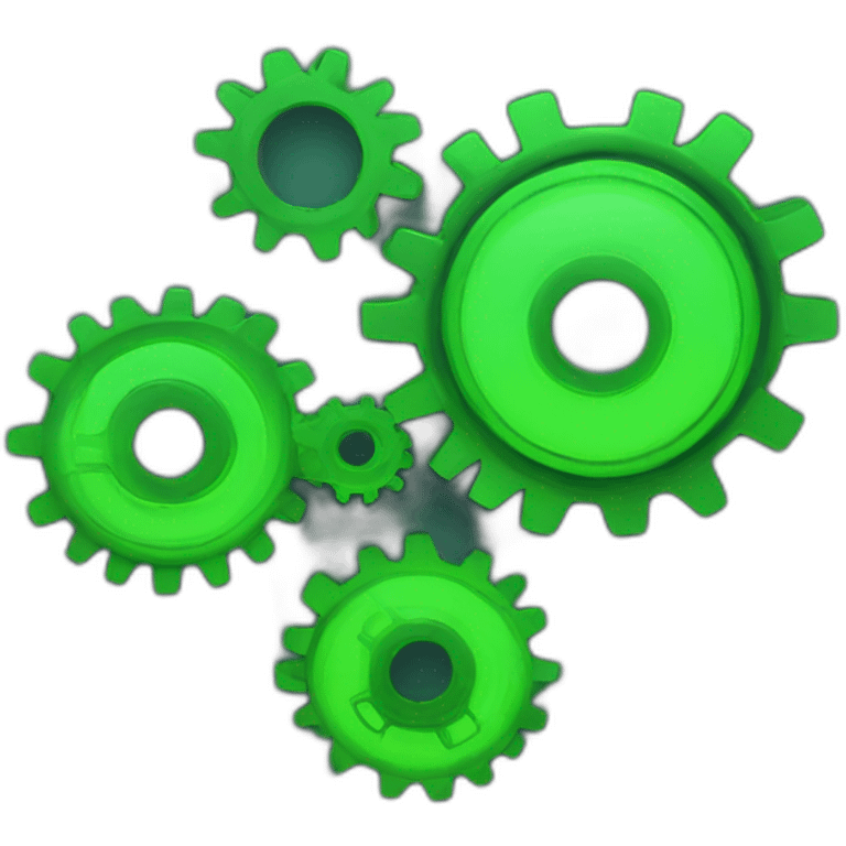 gears with this style : JavaScript neon glowing bright green emoji