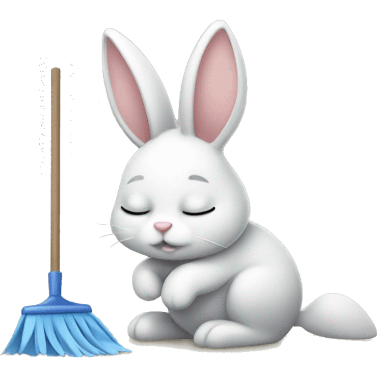 Sleepy bunny cleaning emoji