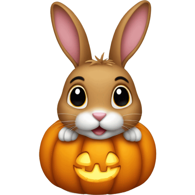 Rabbit on pumpkin emoji