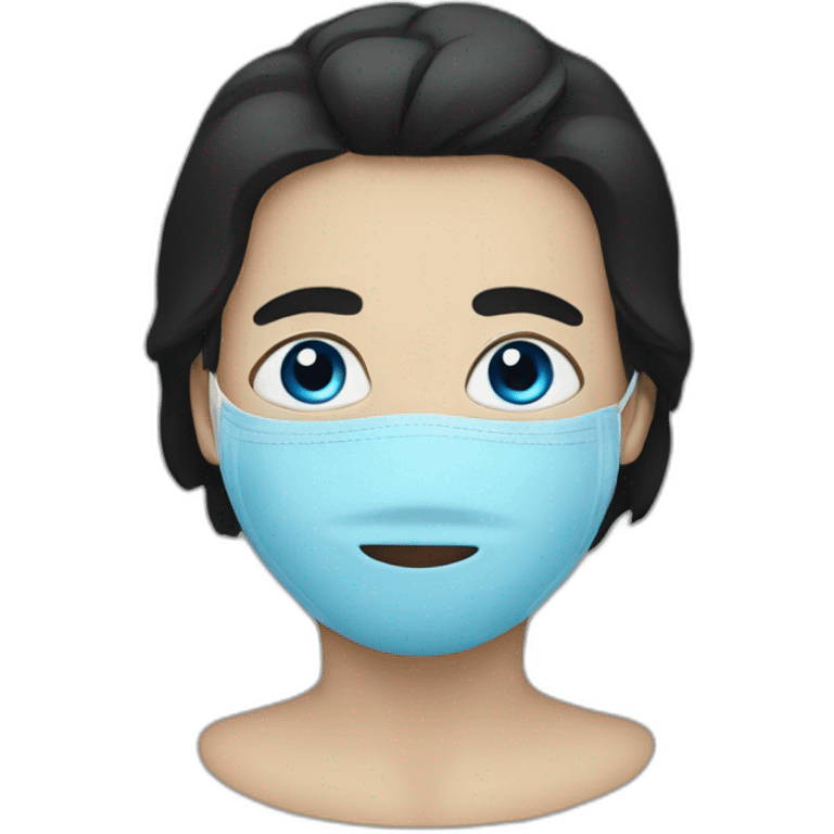 A person with black hair, wearing a mask, and blue eyes  emoji