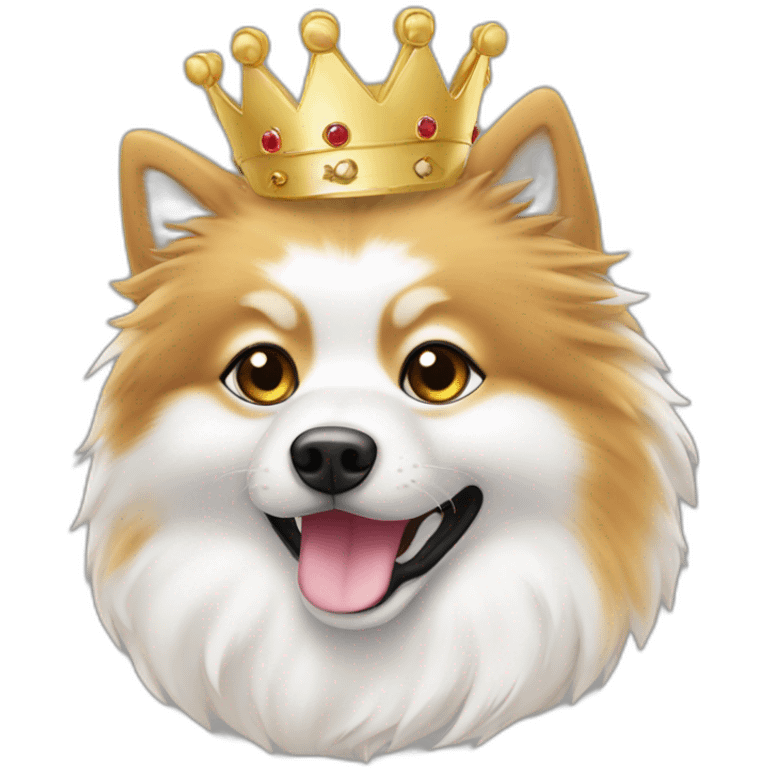 Spitz nain blanc avec couronne emoji