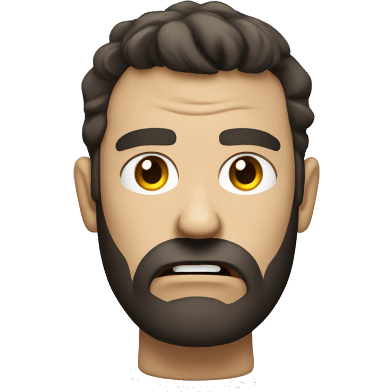 very angry male head with a beard and short scruffy dark brown hair  emoji