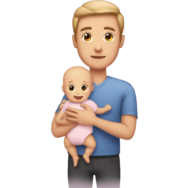 Fair skinned man holding baby in arm emoji