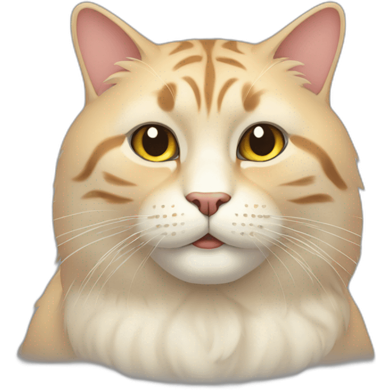 big fat male asian cat with long hair emoji