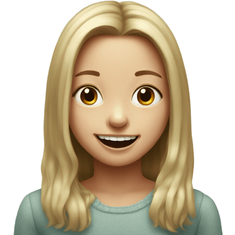 realistic indoor portrait of girl no teeth showing  emoji