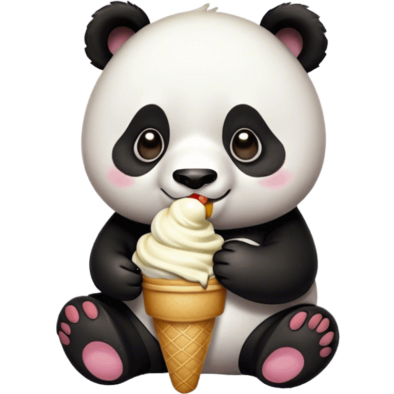 Panda eating ice cream emoji