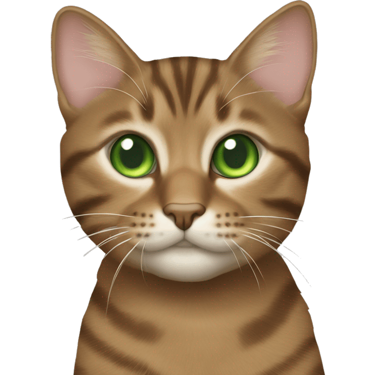 Tabby brown cat with green eyes  emoji