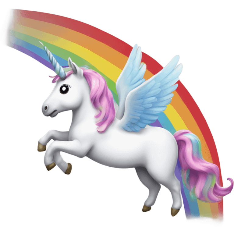 Unicorn flying over a rainbow  emoji