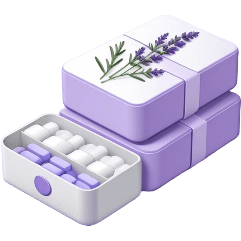 Aesthetic packaging of medicines in lavender color emoji