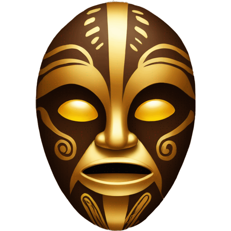 African tribal mask, golden and brown colors with ornament emoji