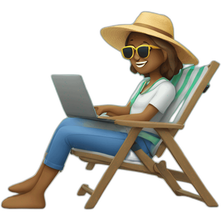 digital worker in vacation emoji