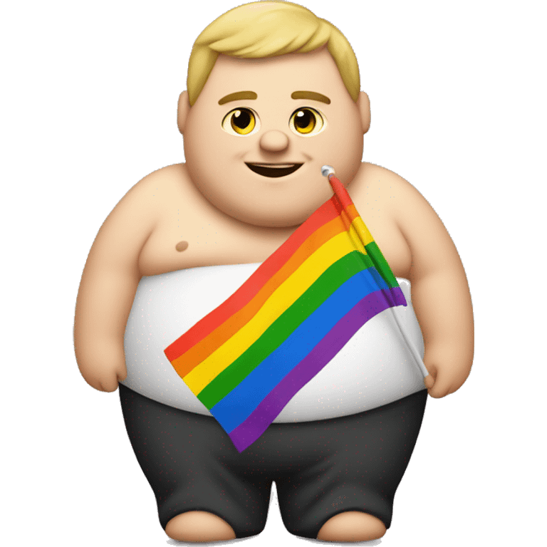 Fat guy with pride flag emoji