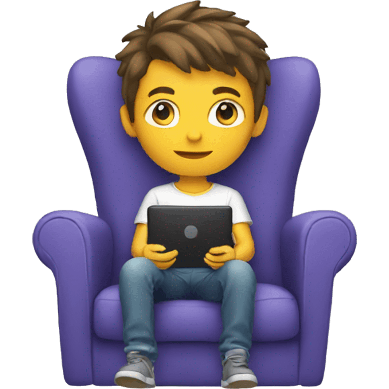 Boy sitting on gaming chair emoji