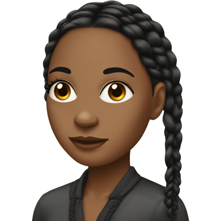 black woman with long black straight braids and lashes emoji