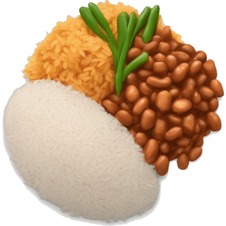 A plate of rice, beans and stewed chicken emoji