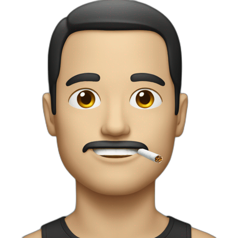 A white man with short black hair smoking  emoji