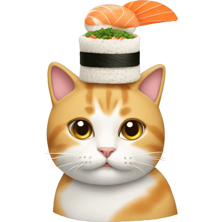 cat wearing sushi as a hat emoji