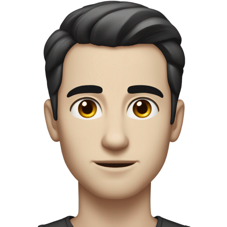 handsome pale young man, light grey eyes, sceptical expression, slicked combed back black hair, smirk, one eyebrow raised emoji