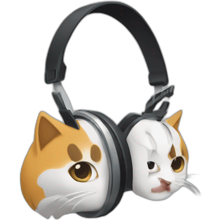 Casque de musique avec des oreilles de chat dessus emoji