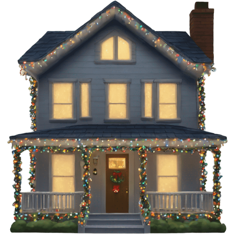 house decorated with christmas lights fancy emoji