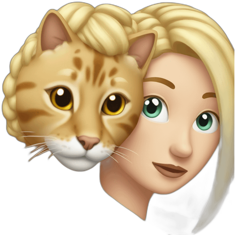 tabby cat massaging blonde woman's head emoji